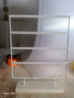 Elegant Multi-Tier Earring Holder on Wooden Base - Image 1