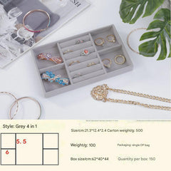 Elegant velvet-lined jewelry organizer tray with rings