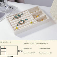 Stylish grey velvet jewelry tray with earrings