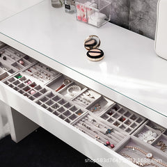 Black wooden jewelry storage and display tray