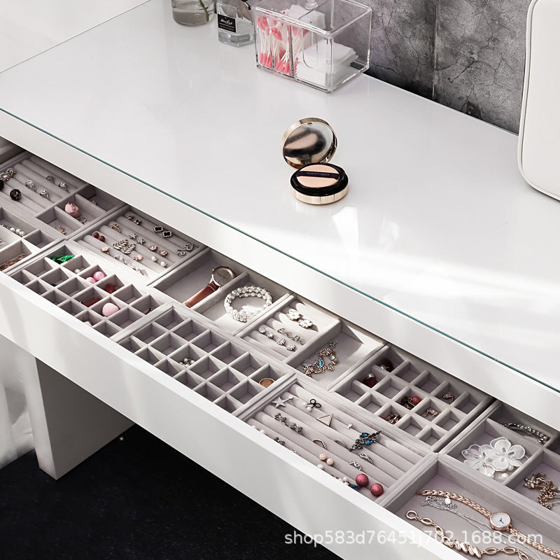 Black wooden jewelry storage and display tray