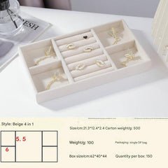 Beige velvet-lined jewelry storage for bracelets