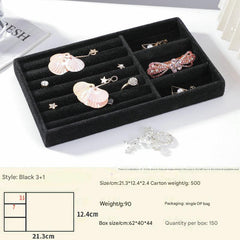 Stylish grey velvet jewelry tray with earrings