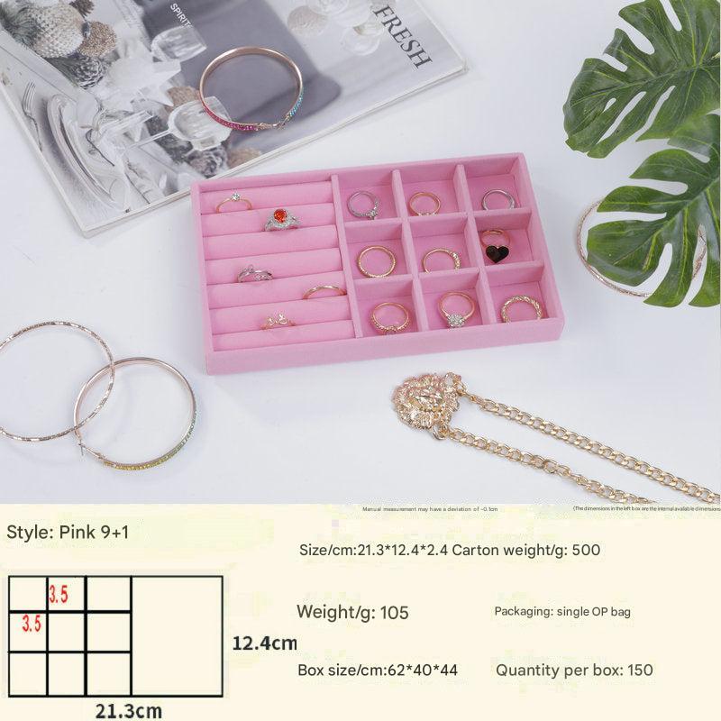 Black wooden jewelry storage and display tray