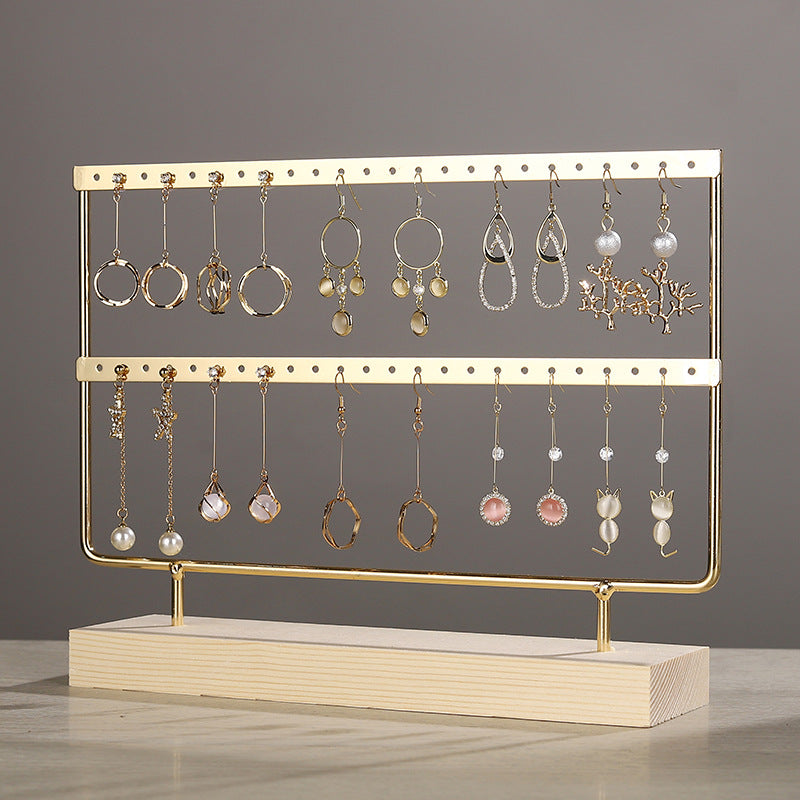 Elegant Wooden and Iron Earring Holder Front View
