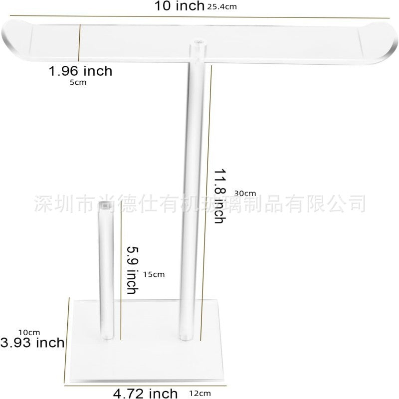Front view of the transparent acrylic jewellery stand