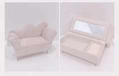 Compact pink velvet vanity for jewellery display