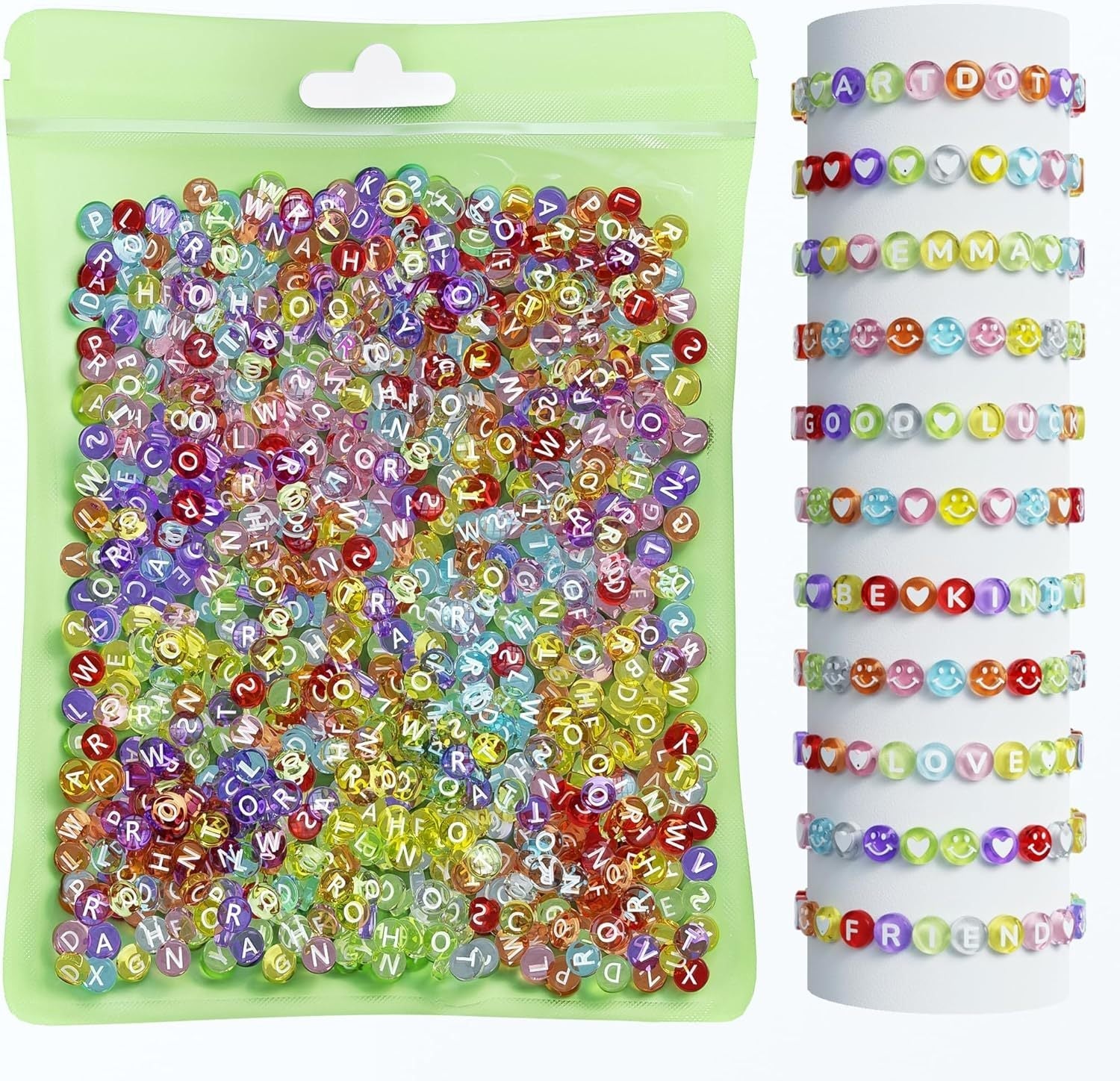Image of a 1000-piece DIY bead kit showcasing letter beads