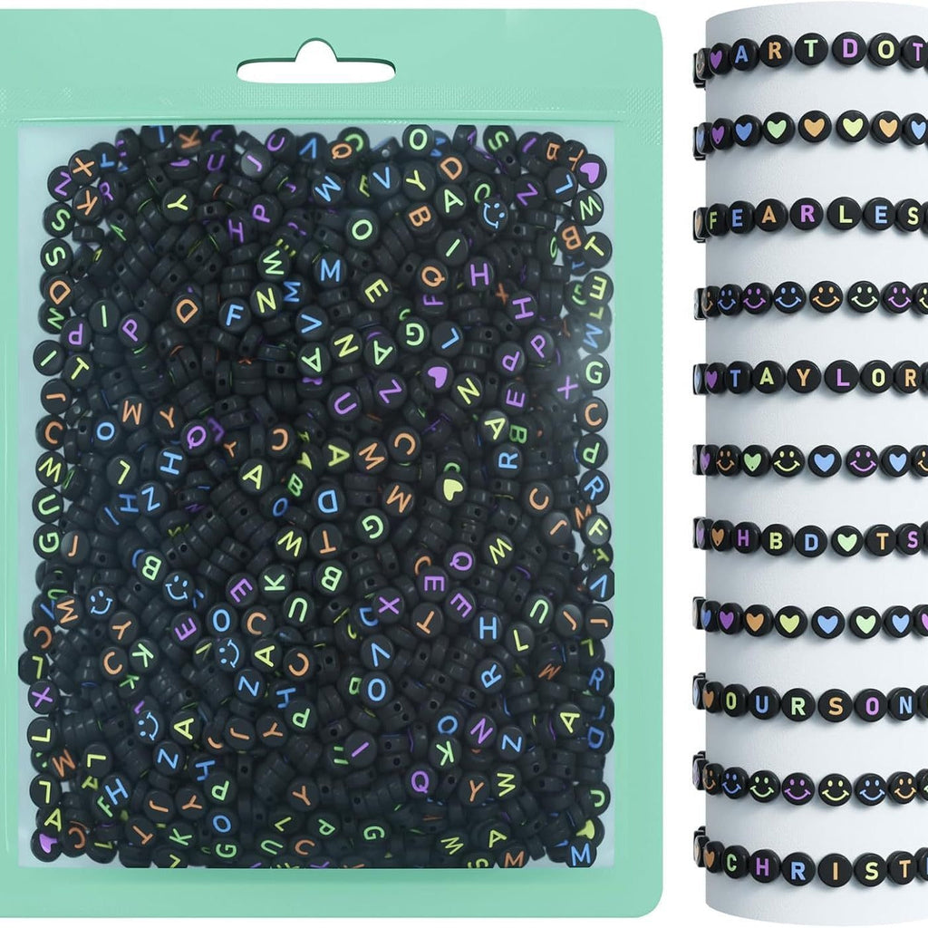 Bead kit components displayed artistically