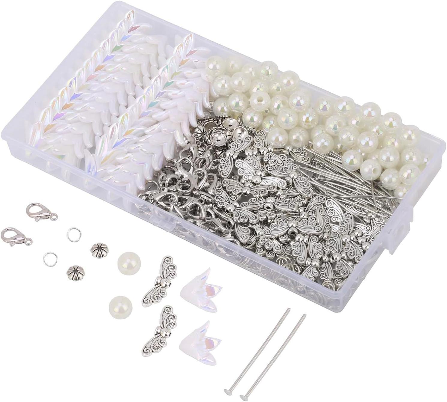 Close-up of DIY angel keychain parts