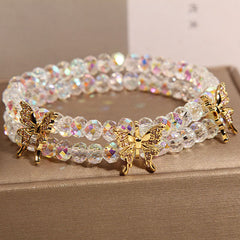 Close up of elegant white crystal bracelet