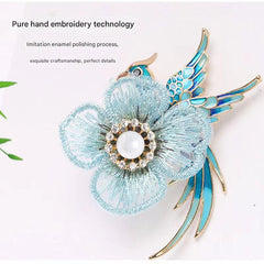 Detailed view of vintage brooch with sparkly crystals