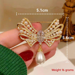 Lightweight pearl brooch showcased on fabric