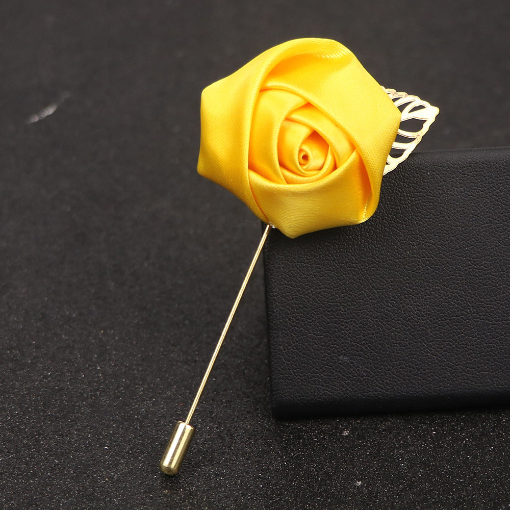 fashionable floral pin on model
