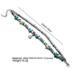 Ocean-Inspired Double Layer Anklet - Shells and Stars