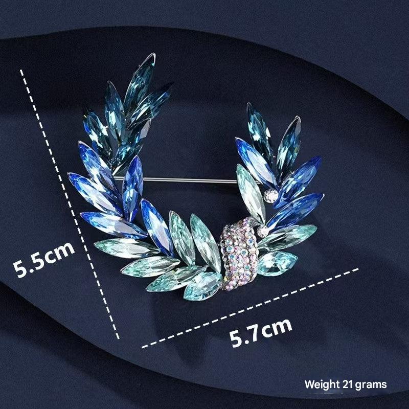 rose red moon crystal brooch