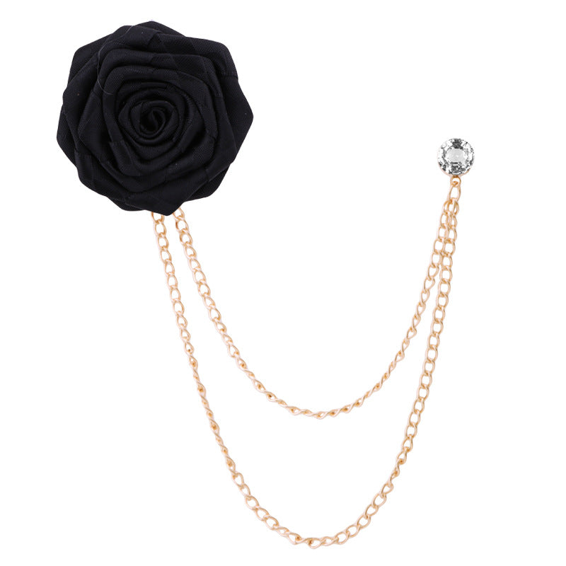 Stylish outfit featuring a floral pin