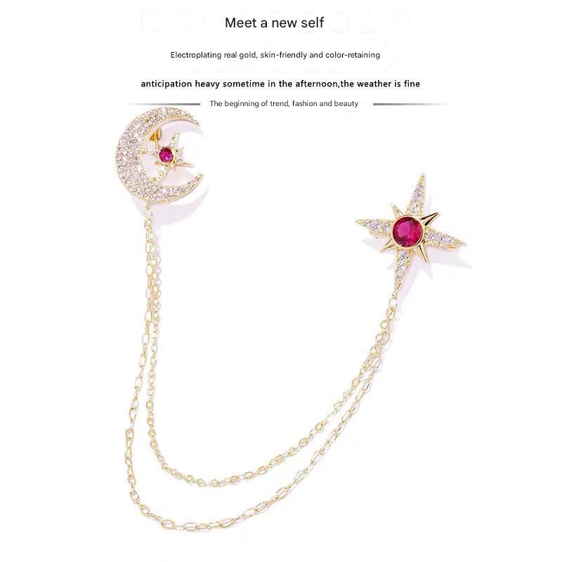 Close-up of star pattern brooch for men and women