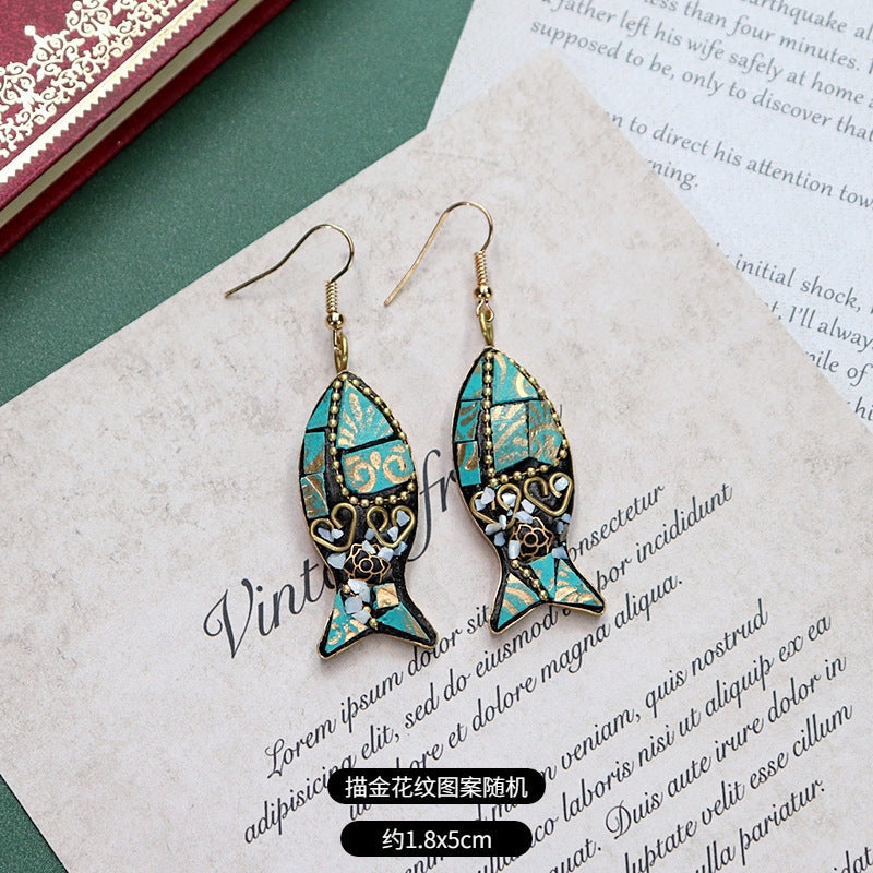Detail shot of colourful bohemian earrings