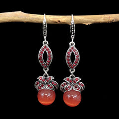 Elegant Bohemian Agate Dangle Earrings Image 1