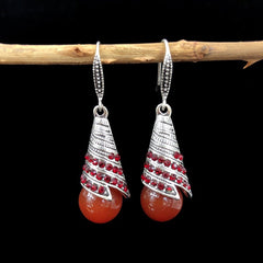 Colorful Agate and Cat Eye Stone Dangle Earrings Image 4