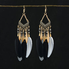 Elegant blue bohemian earrings in outdoor setting