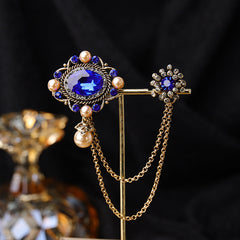 Vintage Baroque Rhinestone Necklace Brooch Set display image