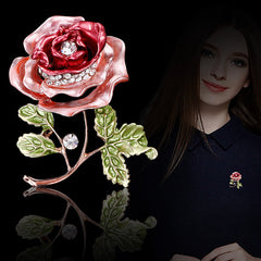 Close-up view of floral brooch with sparkling details