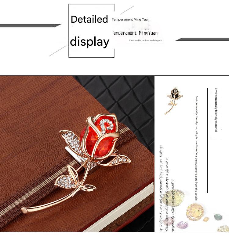 Close-up of rose brooch design