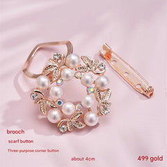 Brooch used as a scarf clip on fabric