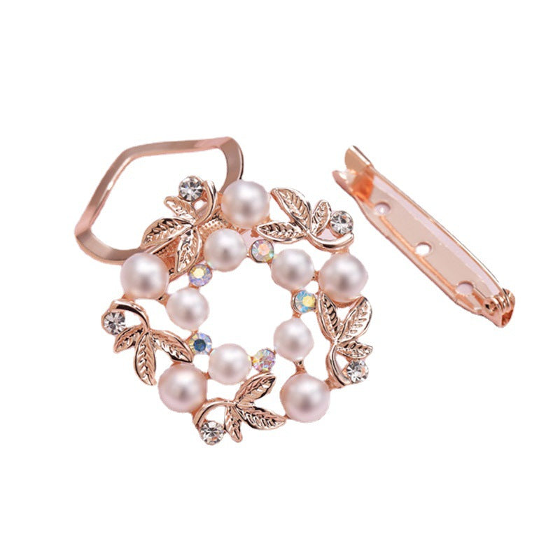 Elegant brooch with rhinestones featured on clothing