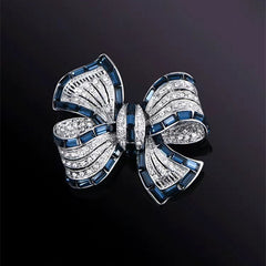 Zinc Alloy Butterfly Knot Brooch with sparkling finish