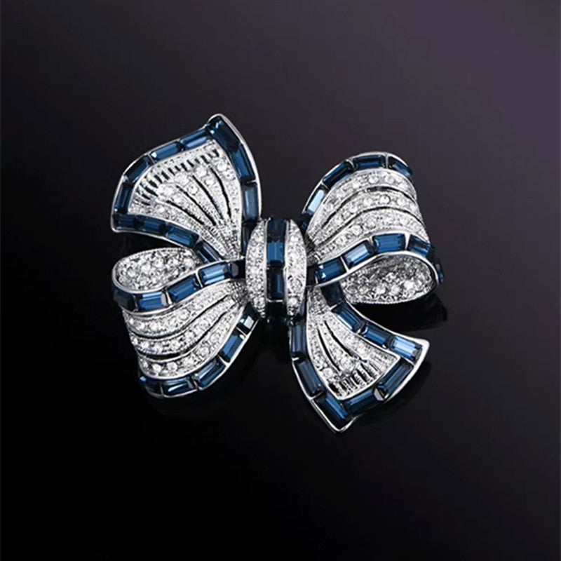 Zinc Alloy Butterfly Knot Brooch with sparkling finish