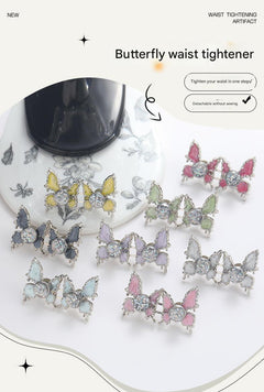 Adjustable Waist Butterfly Buckle with Rhinestones - Detail Image