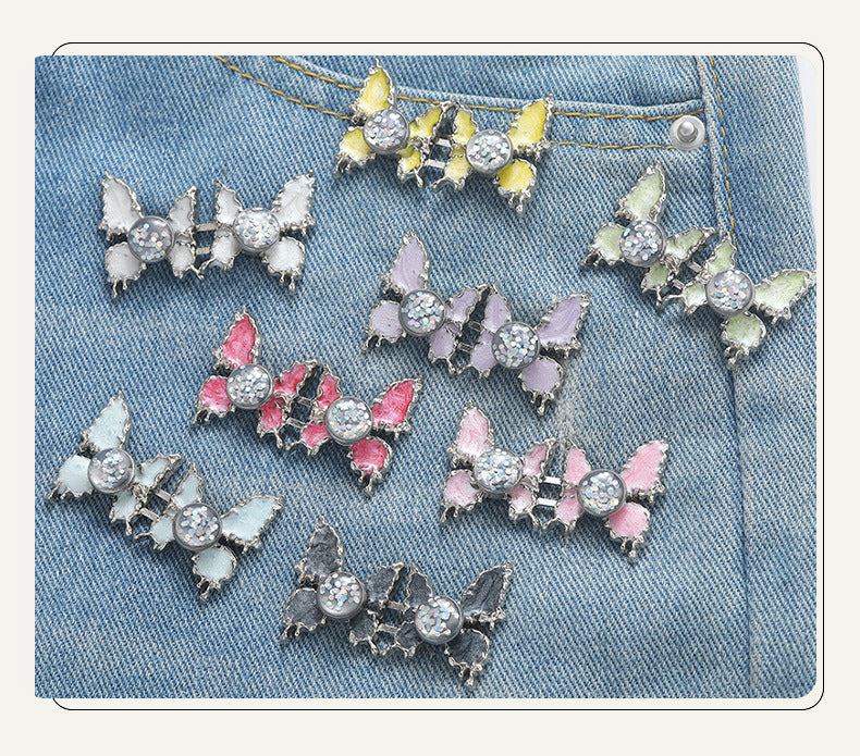 Adjustable Waist Butterfly Buckle with Rhinestones - Front View