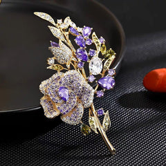 Alloy brooch with rhinestone embellishments