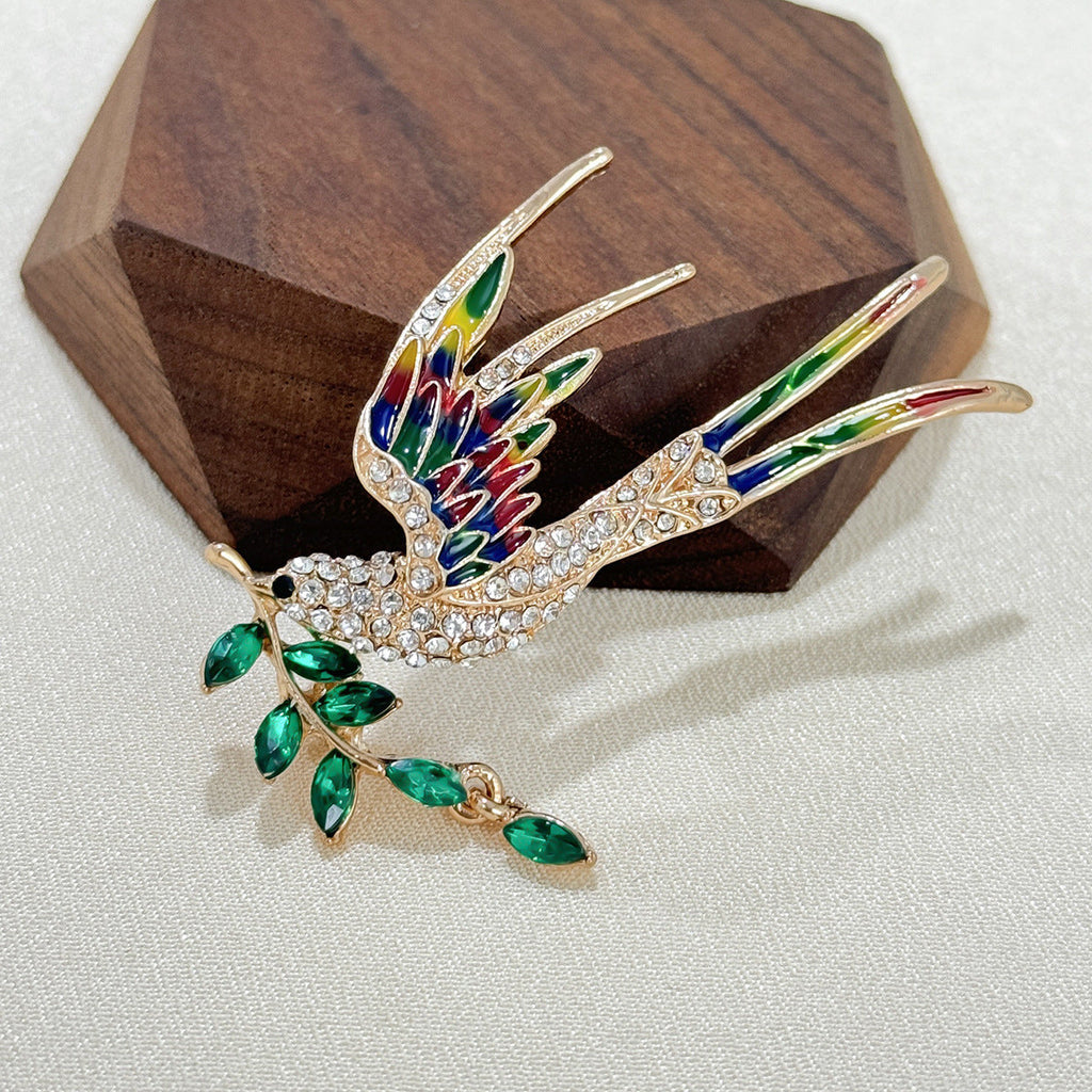 Charming Swallow Brooch Pin close up view