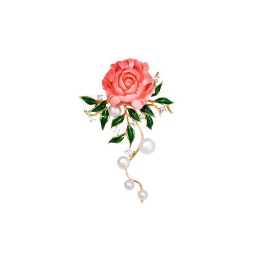 floral pin on jacket
