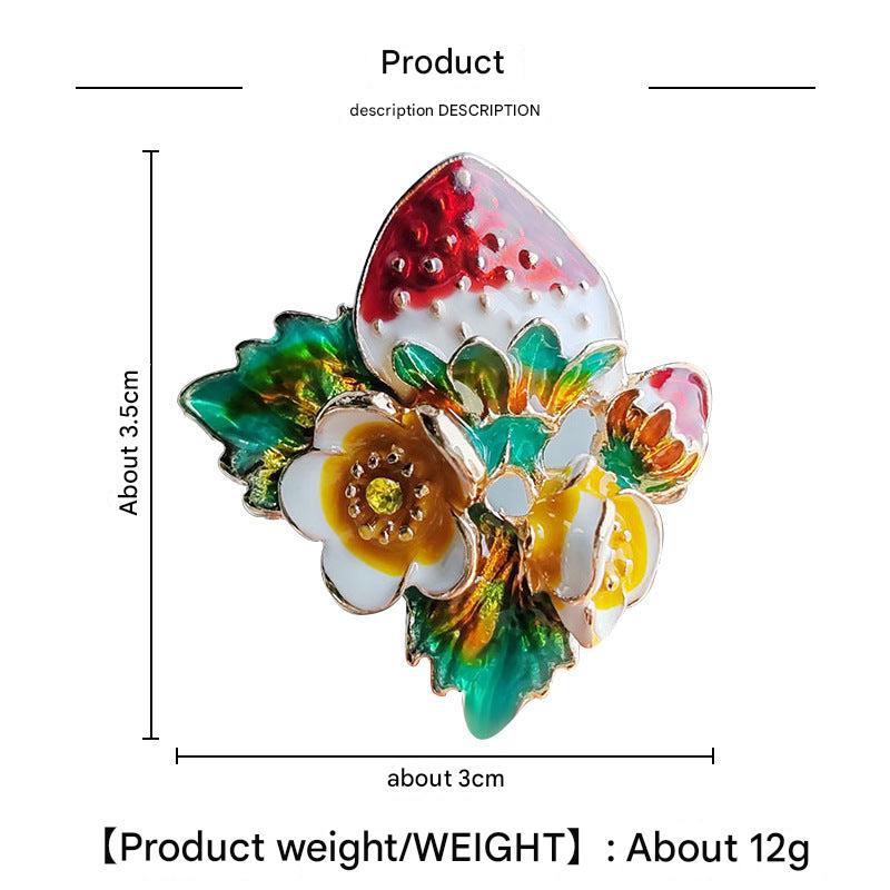 Back of Enamel Strawberry Brooch