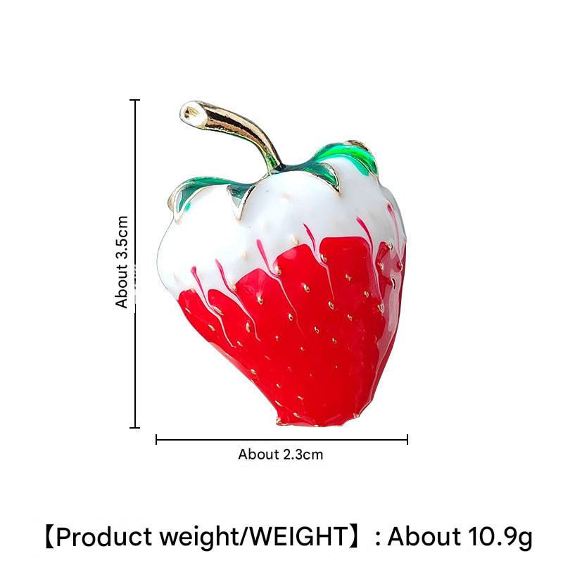 Vintage Strawberry Enamel Pin side view