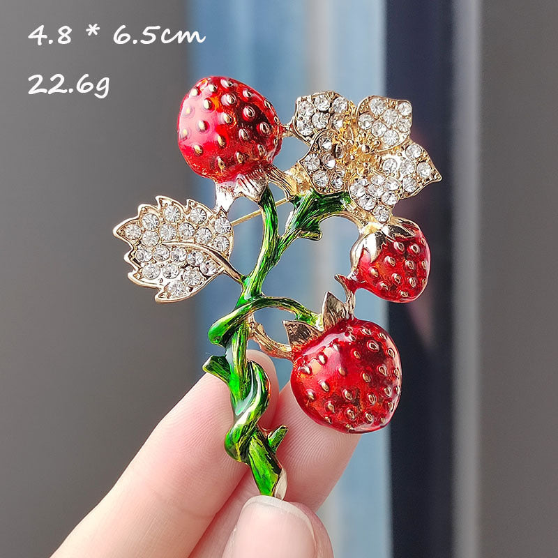 Back of Enamel Strawberry Brooch