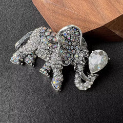 Close-up of Rhinestone Elephant Brooch - Image 2