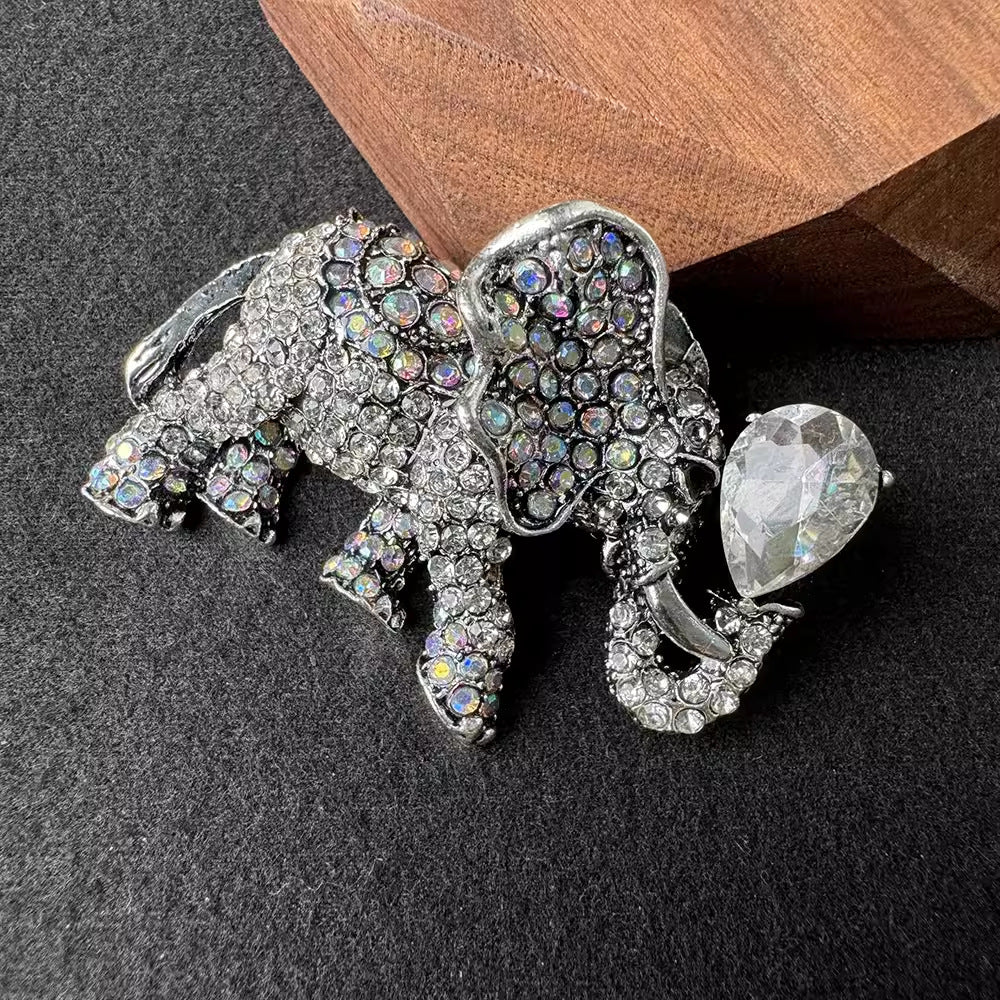 Close-up of Rhinestone Elephant Brooch - Image 2