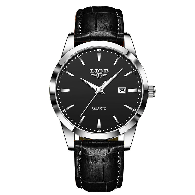 LIGE men's quartz watch on a flat surface