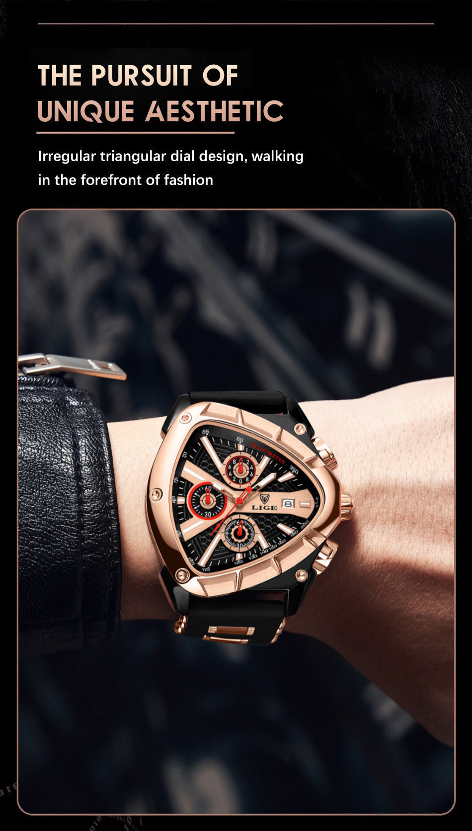 Men's quartz watch with stylish silicone strap