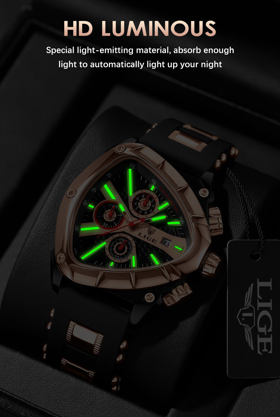 Men's stylish wristwatch with luminous features