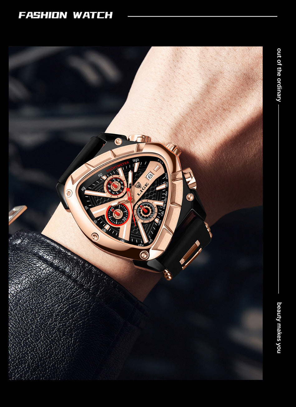 Men's quartz watch with stylish silicone strap