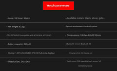 V8 Smart Watch wristband in various colours