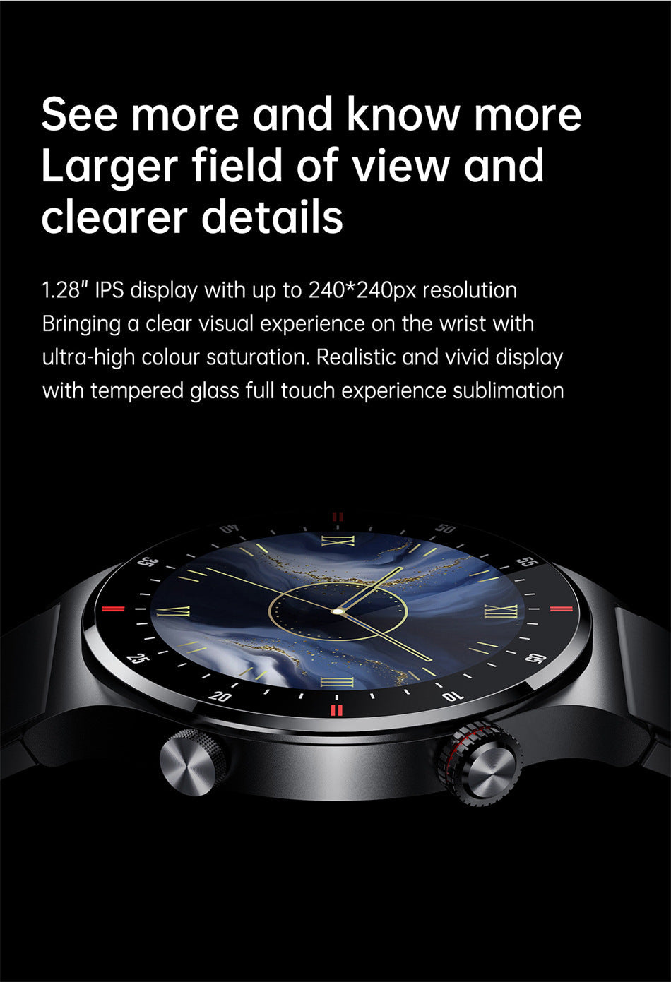 Smartwatch with stainless steel and silicone band