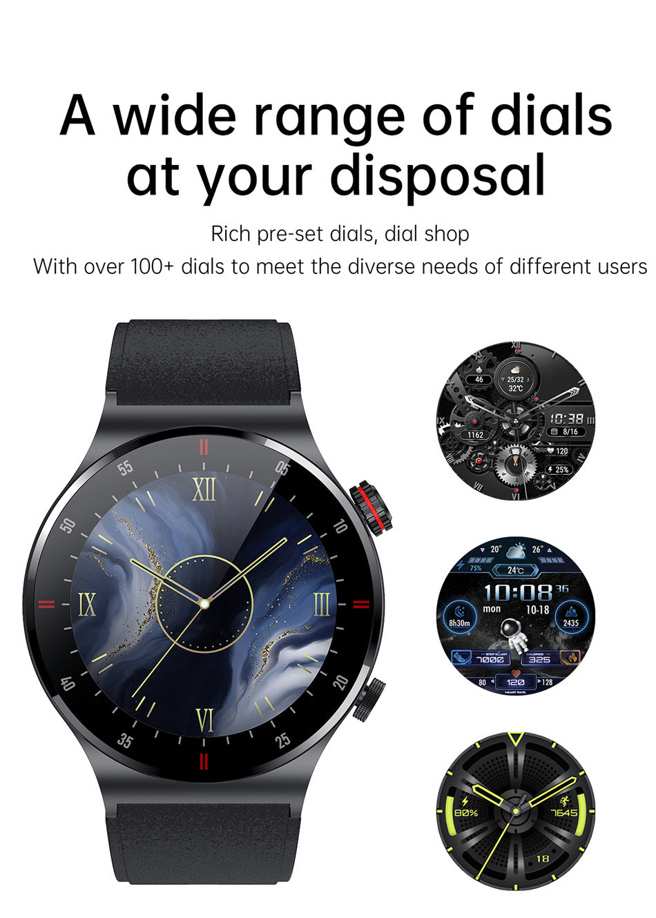 Image of stylish black smartwatch with Bluetooth feature